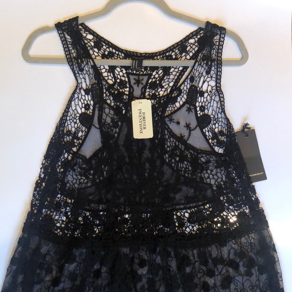 Crochet black bathing suit cover-up